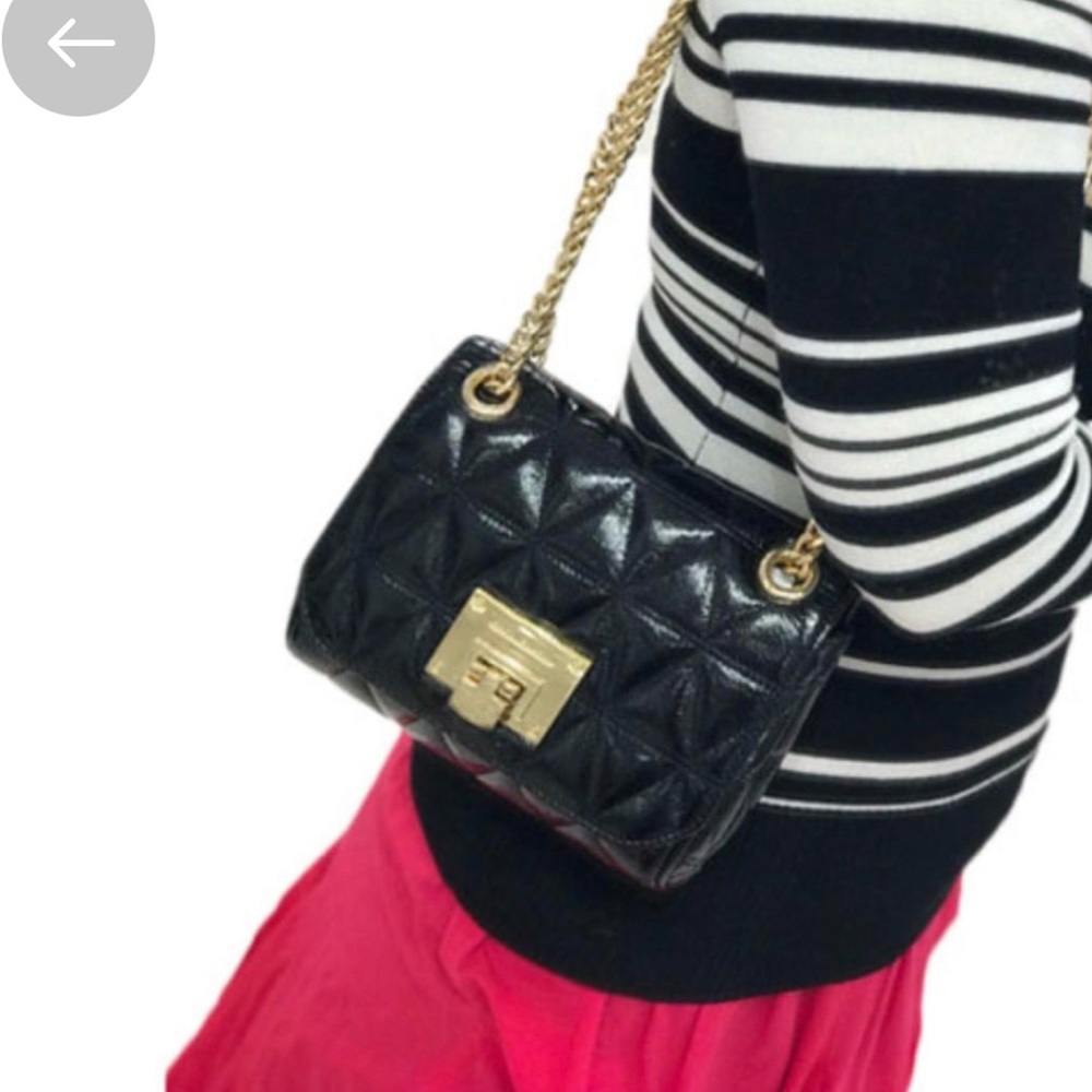 MICHAEL KORS Vivianne Quilted Patent Leather Small Shoulder Flap Bag